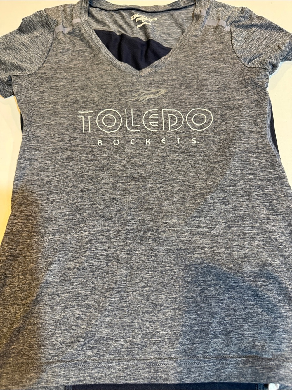 Toledo Rockets Size Small V Neck Short Sleeve Athletic Tee - Gray/Navy